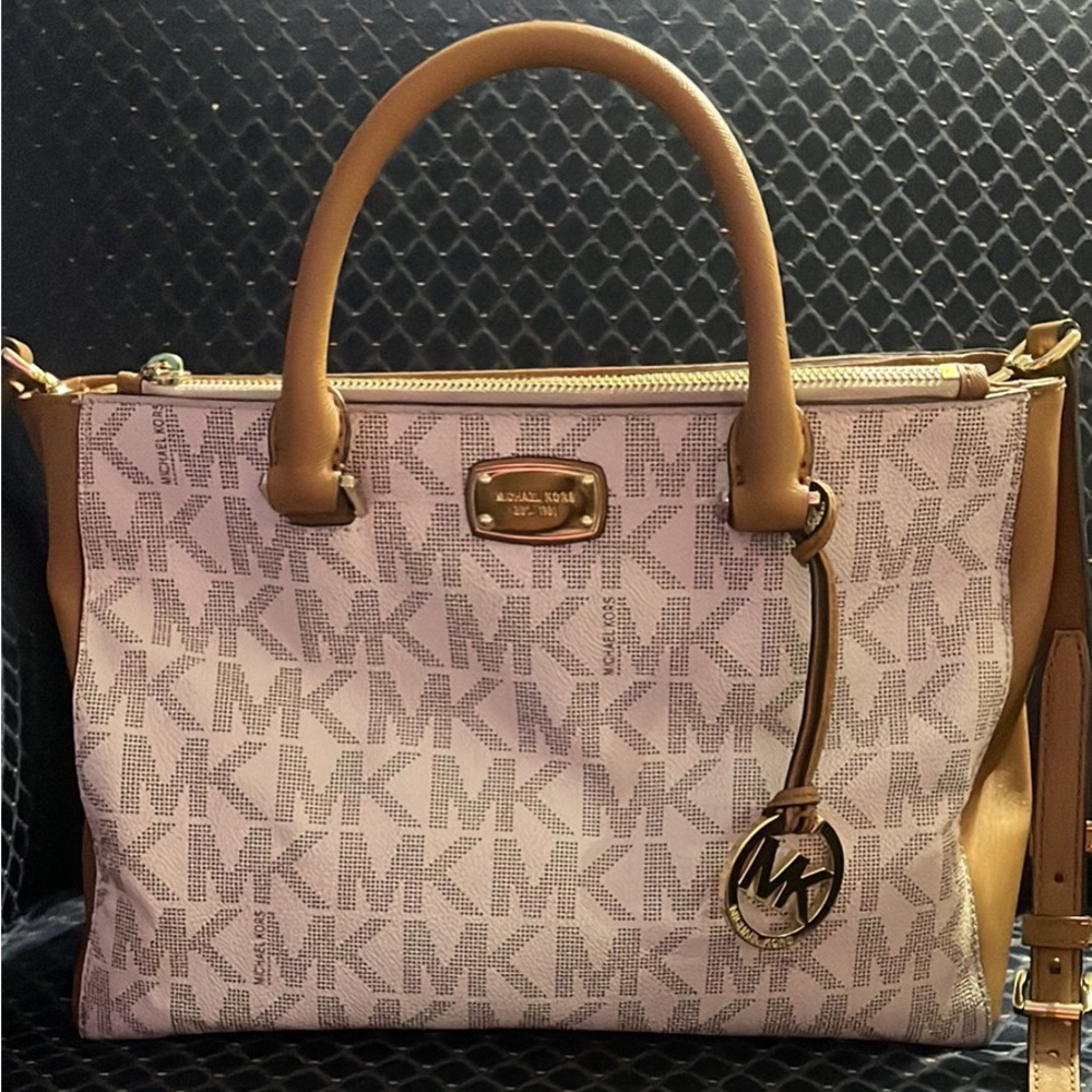 Michael Kors purse. White/cream colored with brown accents